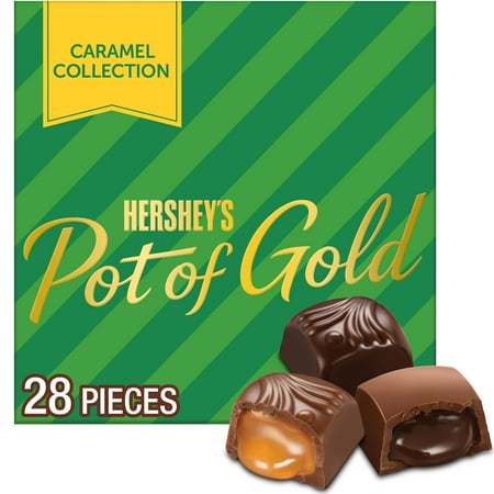 Hershey's Pot Of Gold Assorted Caramel Christmas Candy, Gift Box 10 oz, 28 Pieces