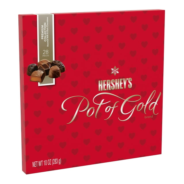 Hershey's, Pot Of Gold Premium Chocolate Collection Assorted Caramel Candies, & Milk and Dark Chocolates 10 Oz.