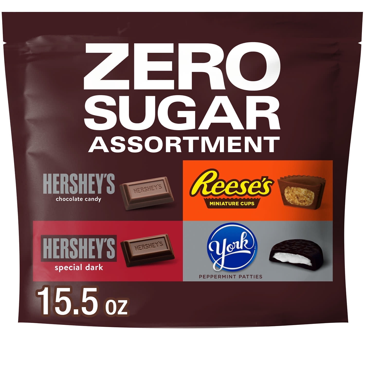 Hershey's, Reese's And York Zero Sugar Assorted Flavored Candy, Variety Bag 15.5 oz