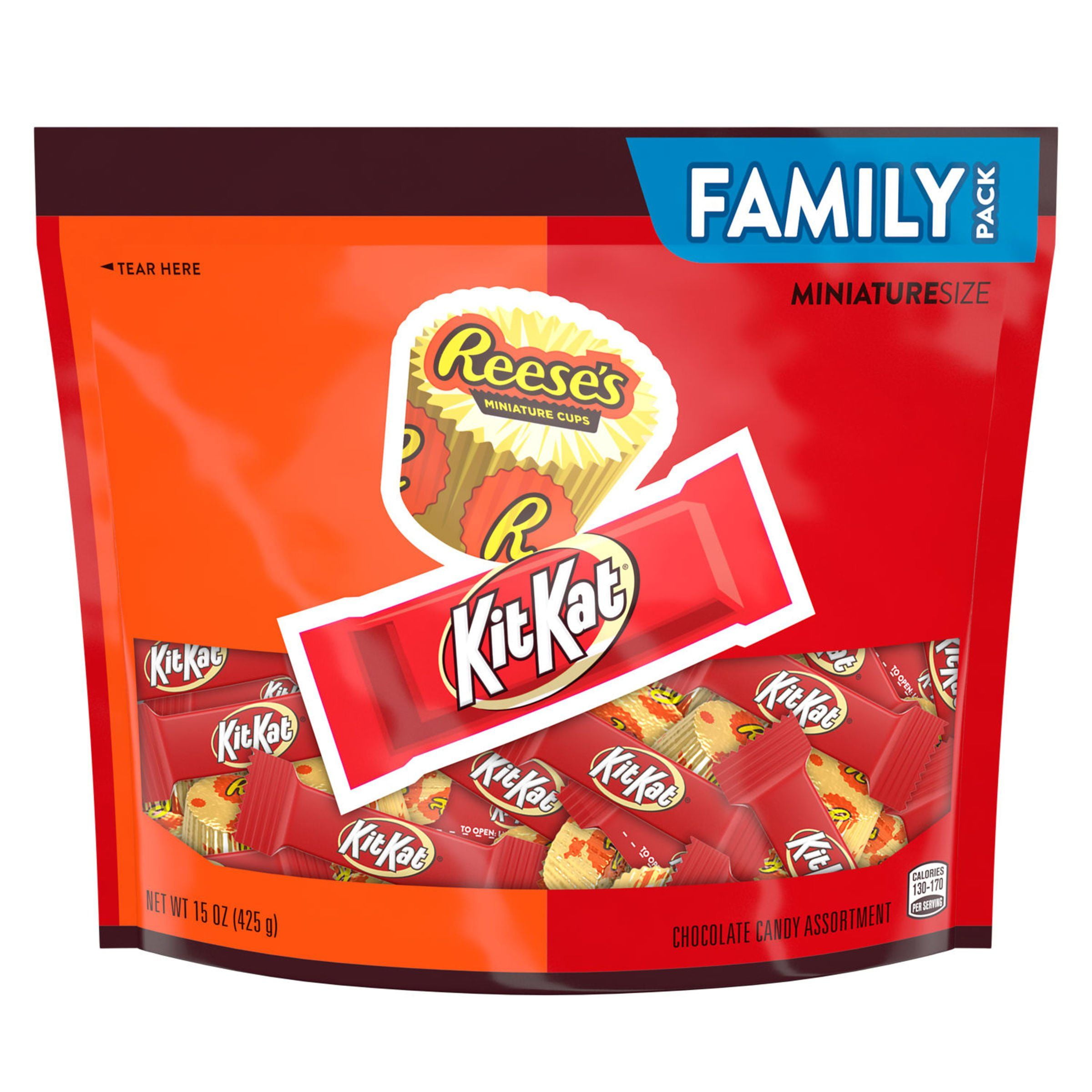 Hershey's Reese's & Kit Kat Miniature Size Chocolate, Family Pack - 15 oz Packaging may vary
