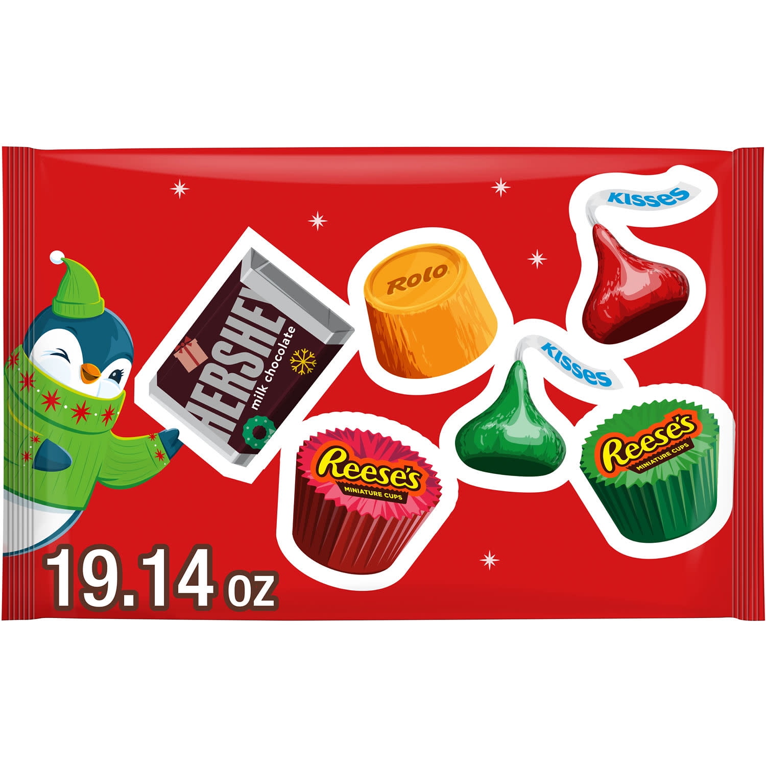 Hershey's, Reese's And Rolo Assorted Chocolate Flavored Christmas Candy, Variety Bag 19.14 oz