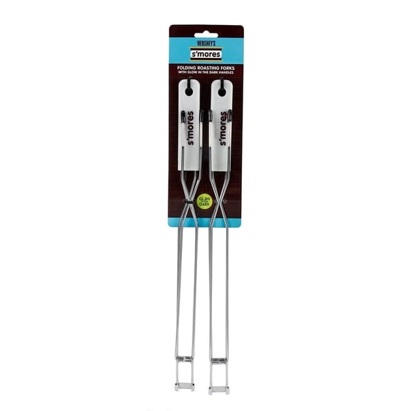 Hershey's S'mores 26 Inches Glow In The Dark Handles Foldable Stainless Steel Forks, 2 Pcs