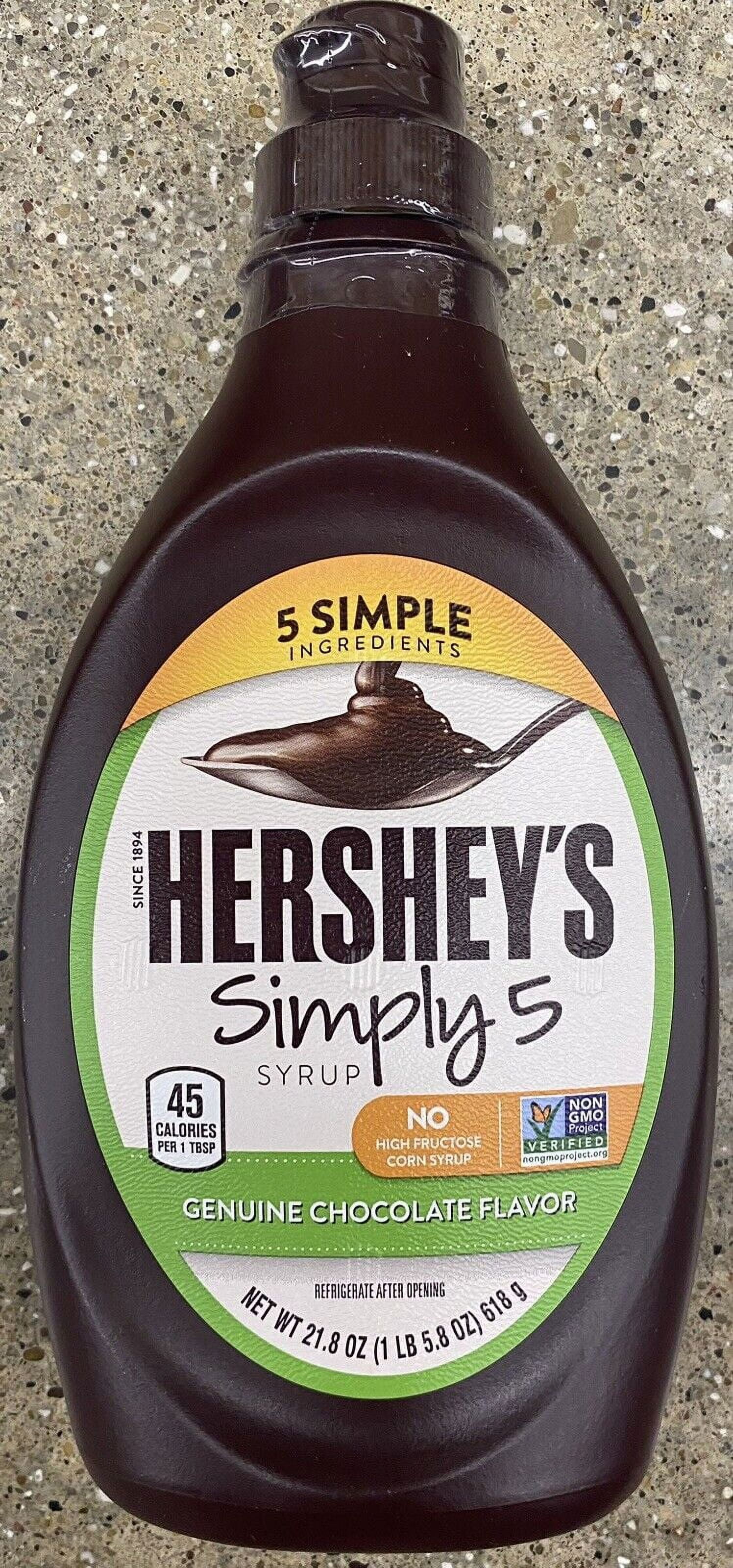 Hershey's SIMPLY 5 Genuine CHOCOLATE Flavor Syrup 21.8 Oz Bottle FREE 