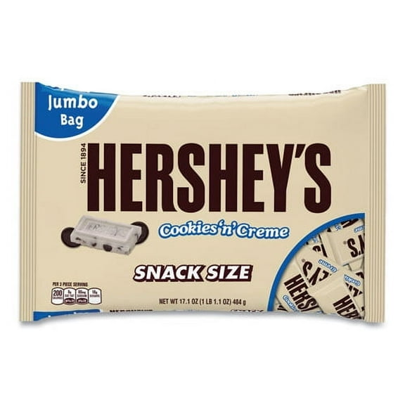 Hersheys Snack Size Bars, Cookies n Creme, 17.1 oz Bag, 2/Pack, Ships in 1-3 Business Days