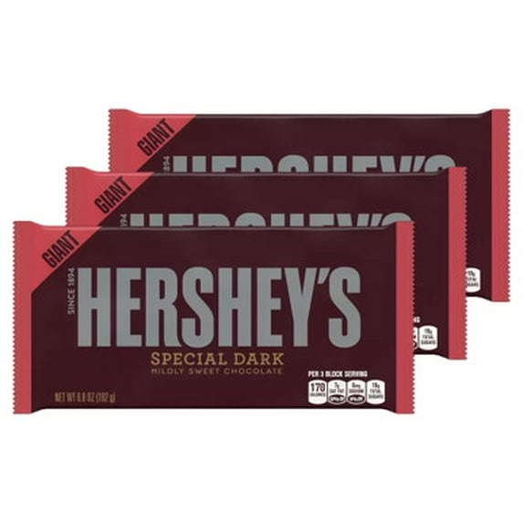 Hershey's, Special Dark Mildly Sweet Chocolate Candy, 6.8 oz, Giant Bar