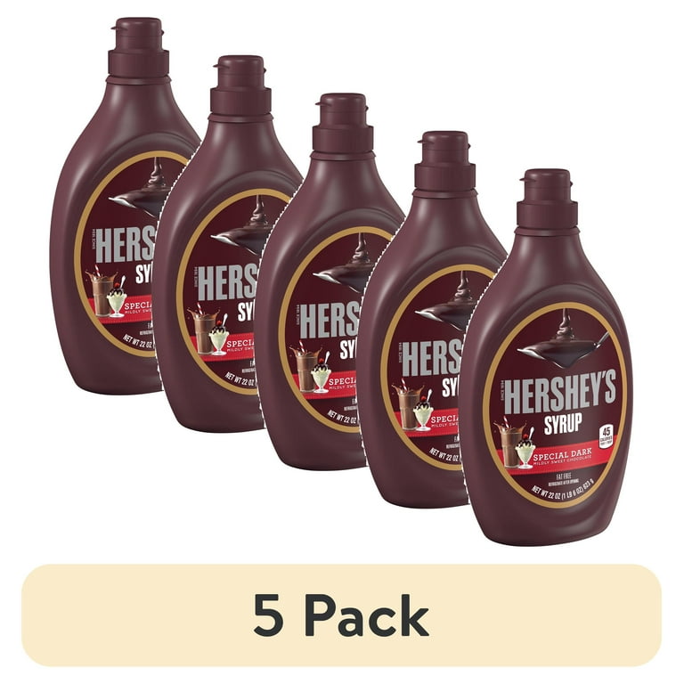 (5 pack) Hershey's Special Dark Mildly Sweet Chocolate Syrup, Bottle 22 oz