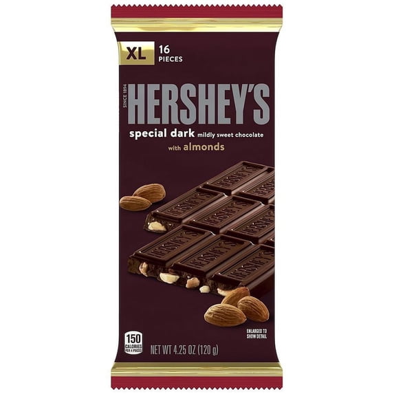 Hershey's Special Dark Mildly Sweet Chocolate with Almonds Candy 4.25 oz