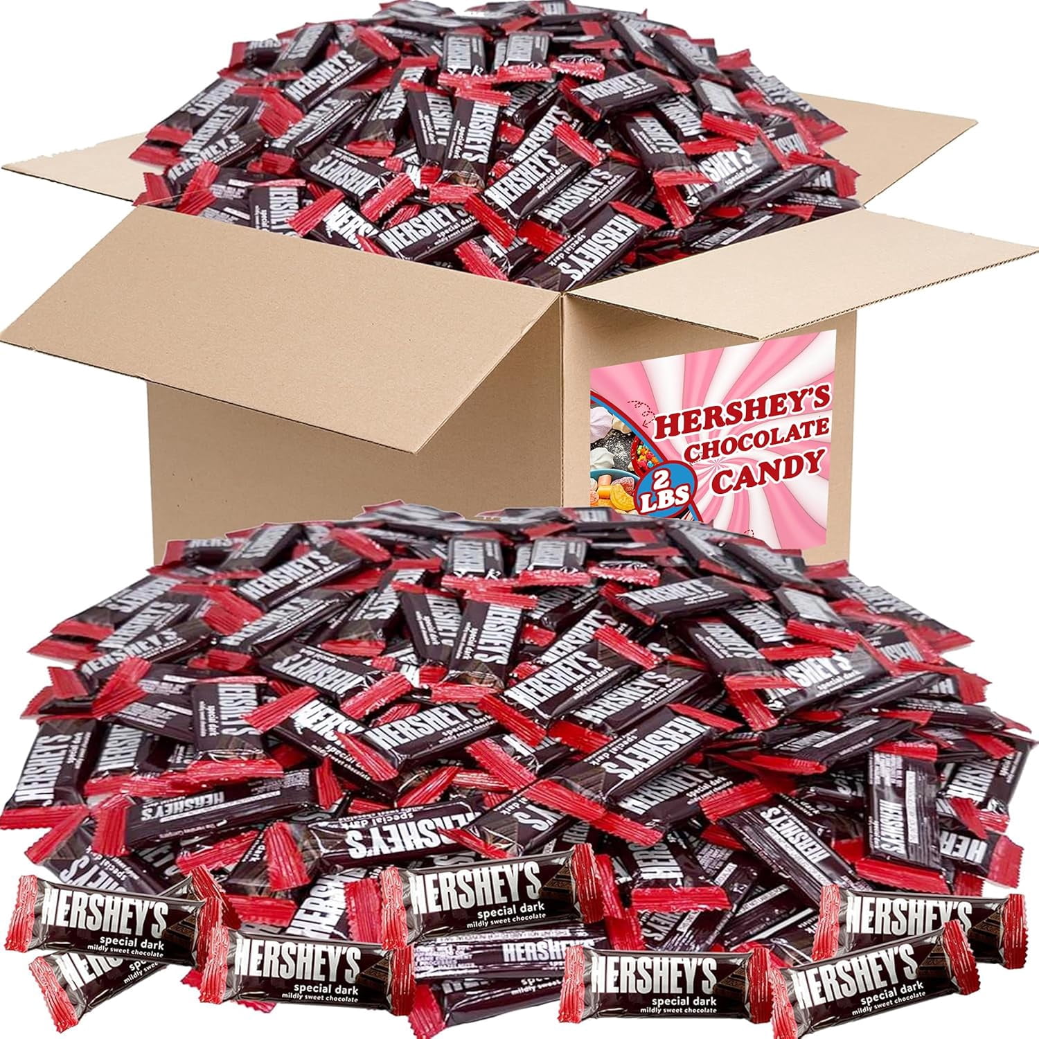 Hershey’s Special Dark Mini Chocolate Bars, 2 lb Bulk, Individually Wrapped Snack Size Candy