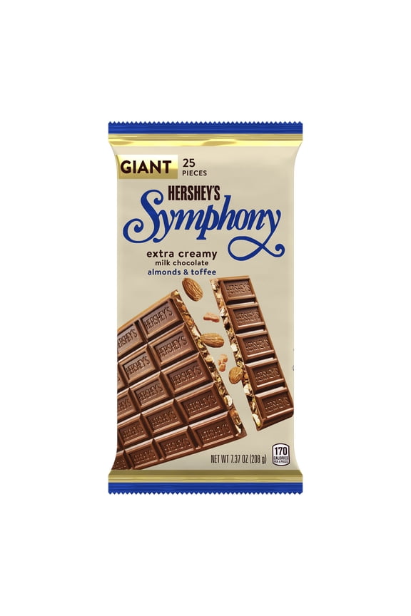Symphony Chocolate Almond Toffee Giant Candy, Bar 7.37 oz, 25 Pieces
