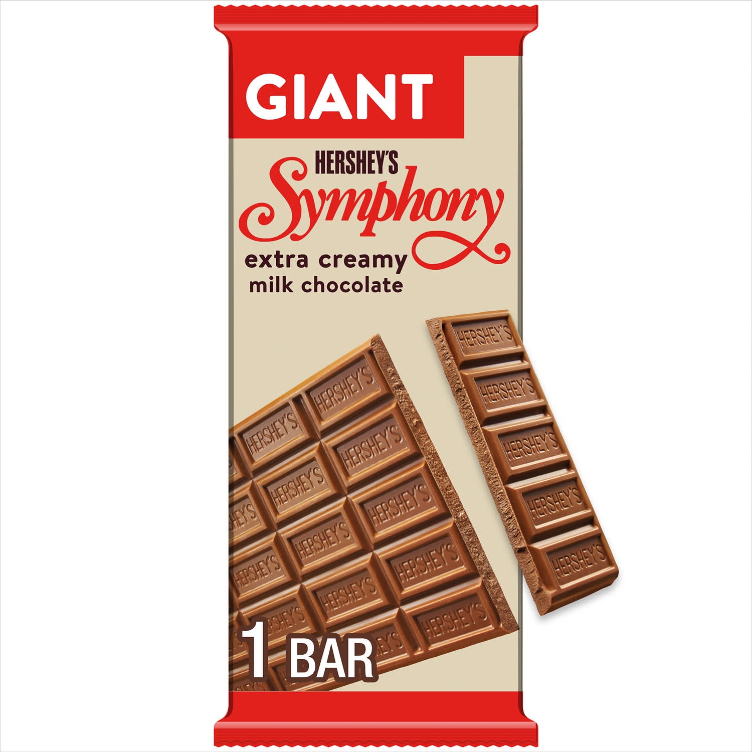 Hershey's Symphony Milk Chocolate Giant Candy, Bar 7.37 oz, 25 Pieces