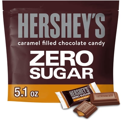 Hershey's Zero Sugar Caramel Filled Chocolate Candy, Bag 5.1 oz