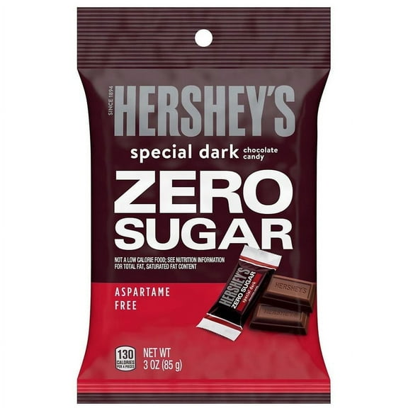 Hershey's Zero Sugar Chocolate Candy Bars Bag Special Dark 3.0oz Pack of 2