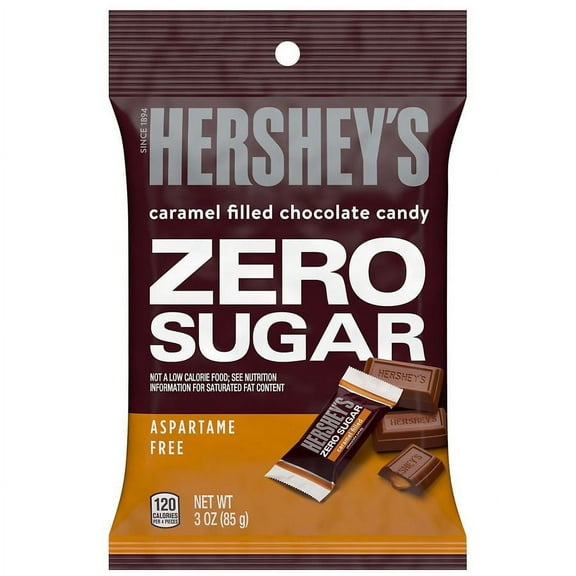 Hershey's Zero Sugar Individually Wrapped Candy Bars, Bag Caramel Filled Chocolate3.0oz