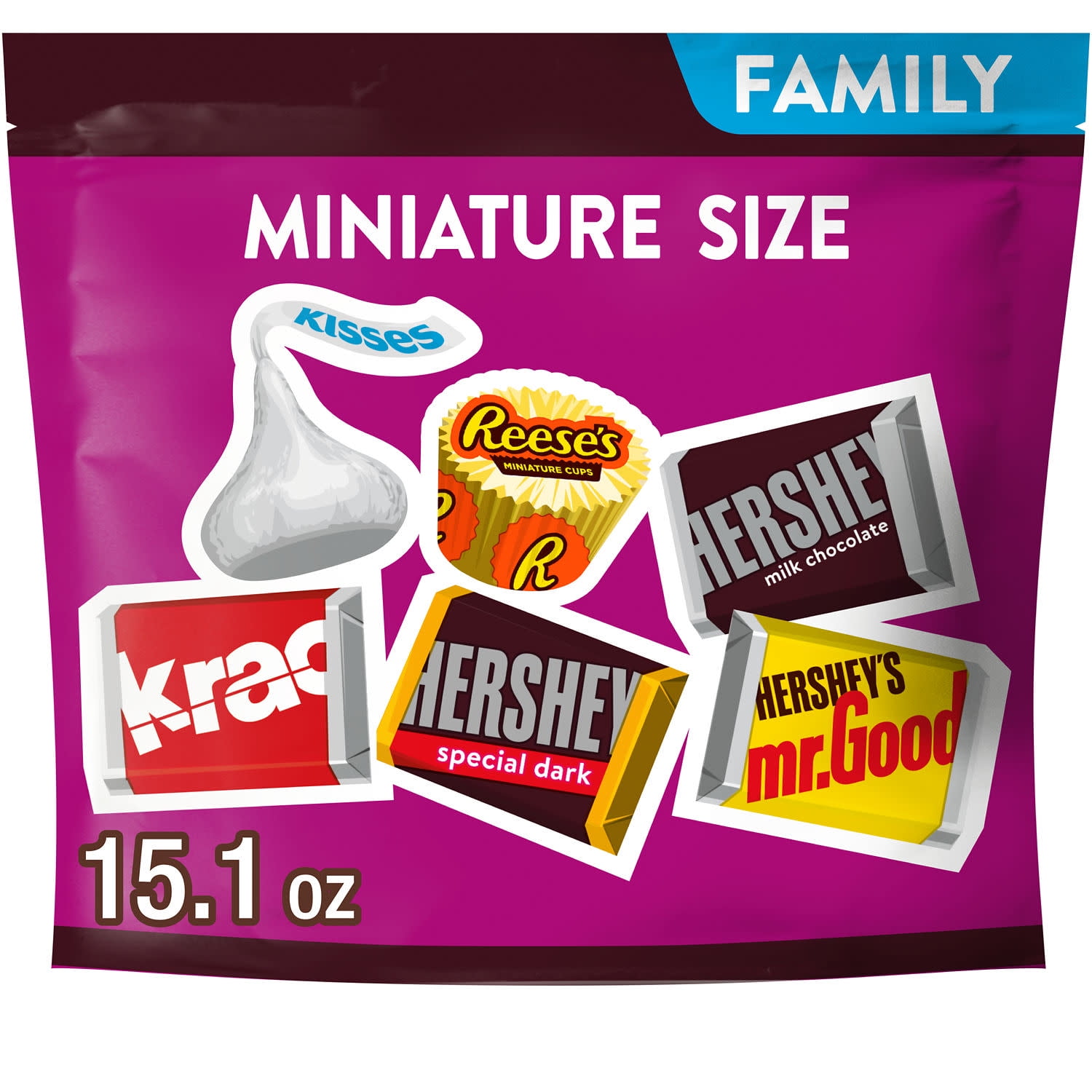 Hershey's and Reese's Miniatures Assorted Chocolate Candy, Family Pack 15.1 oz