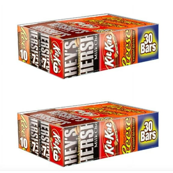 <new_title>Hershey Chocolate Candy Bar Variety Pack, Milk Chocolate, Almonds, Peanut Butter Cups, KIT KAT, 30 Count</new_title>