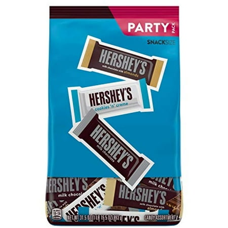 Hersheys Chocolate And White Creme Assortment Snack Size Candy Bars, Bulk, 31.5 Oz Arty Bag