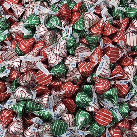 Hersheys Christmas Hugs Kisses, Holiday Themed Foils, Red Green And Silver, For Parties Candy Bowls Gifting And Stocking Stuffers, 5 Pounds
