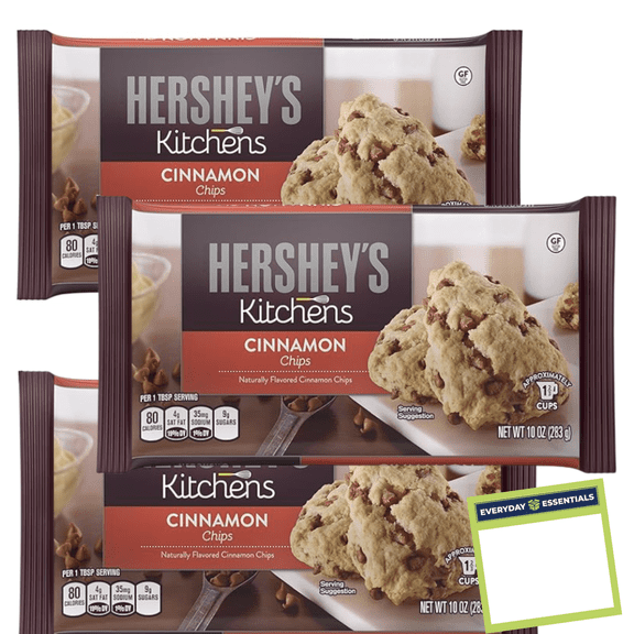 Hersheys Cinnamon Baking Chips 10 oz Bag (3 Pack), Includes Everyday Essentials Note Pad