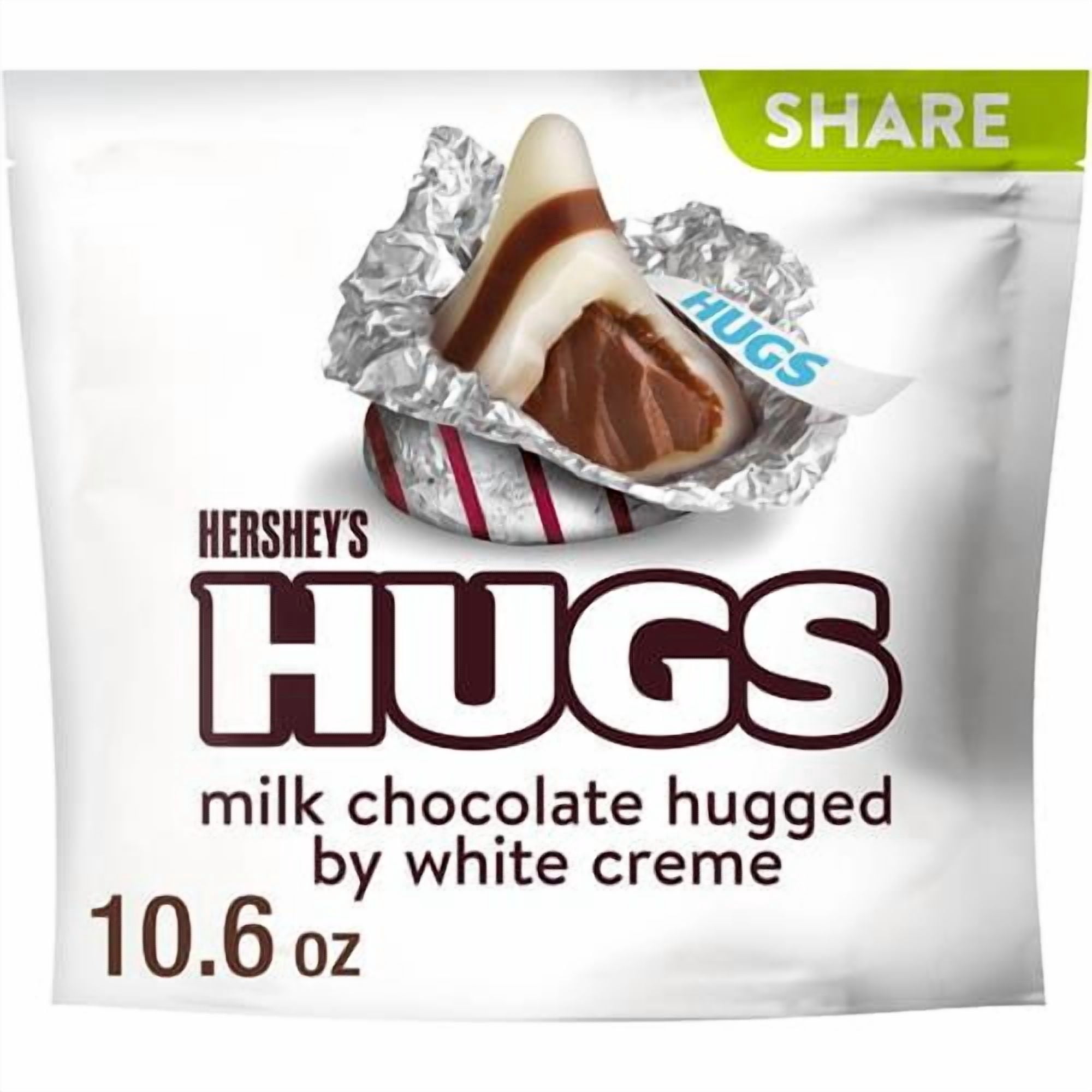 Hersheys Hugs Milk Chocolate And White Creme Candy Share Pack, 10.6 Oz - Pack of 2