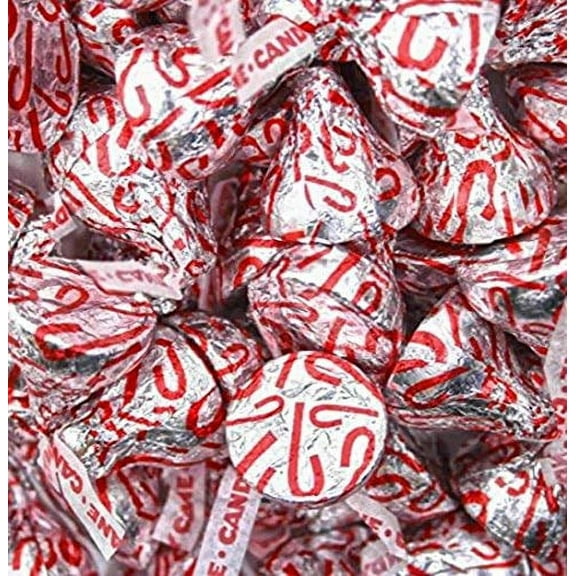 Hershey's Kisses Candy Cane Chocolate Kisses, Mint Flavored Candy, Individually Wrapped 4.37 lb Bag