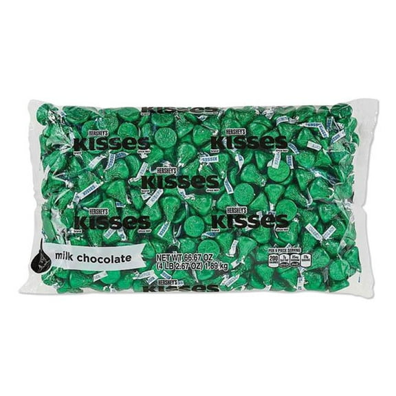Hersheys HRS60347 Kisses Milk Chocolate, Green Wrappers, 66.7 oz Bag