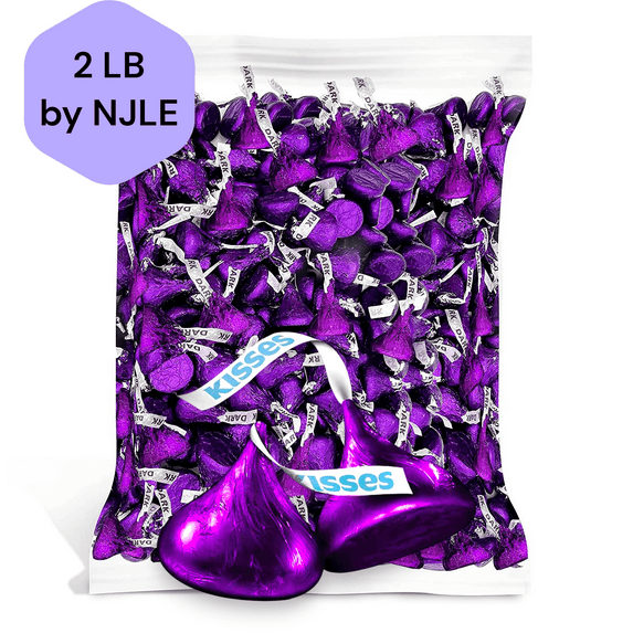 Hersheys Kisses Special Dark Mildly Sweet Chocolate Candy – Individually Wrapped in Purple Foils - Bulk Pack - 2 Pound