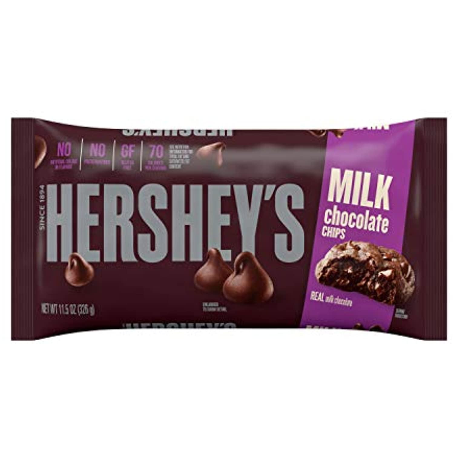 Hersheys Milk Chocolate Baking Chips, Bulk Gluten Free, 11.5 Oz Bags