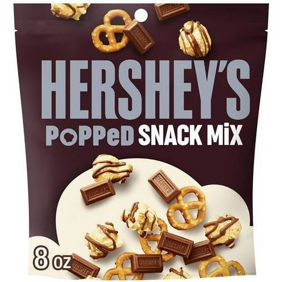 Hersheys Milk Chocolate, Popcorn And Pretzel Popped Snack Mix Bag, 8 Oz - Pack of 2