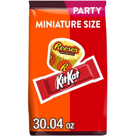 Hersheys Miniature Size Reeses and Kit Kat Party Pack - 30.04 oz - Pack of 2