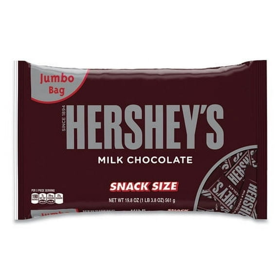 Hersheys Snack Size Bars, Milk Chocolate, 19.8 oz Bag, Ships in 1-3 Business Days