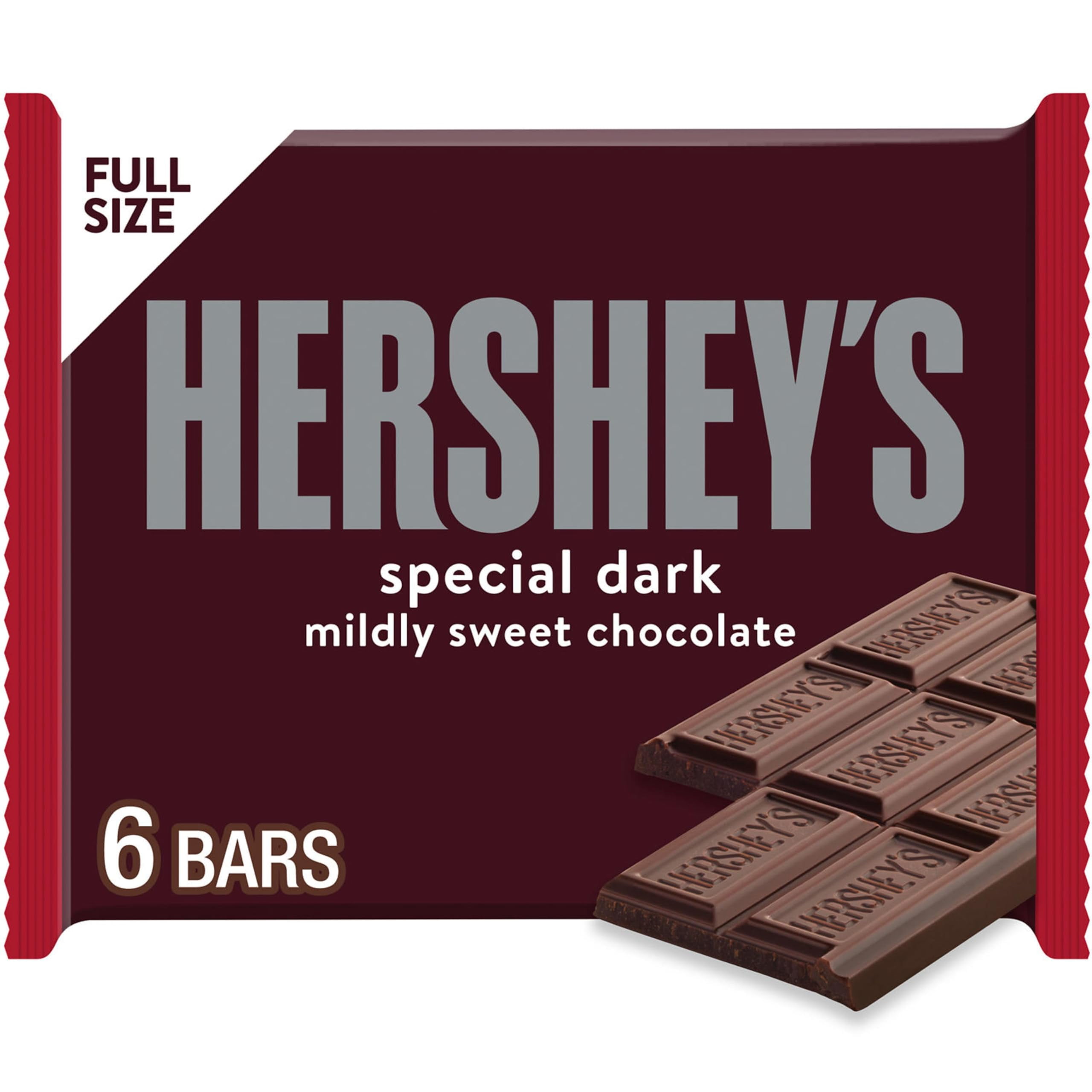 Hersheys Special Dark Mildly Sweet Chocolate Candy Bars, 1.45 Oz (6 Count) Packaging May Vary - Pack of 3
