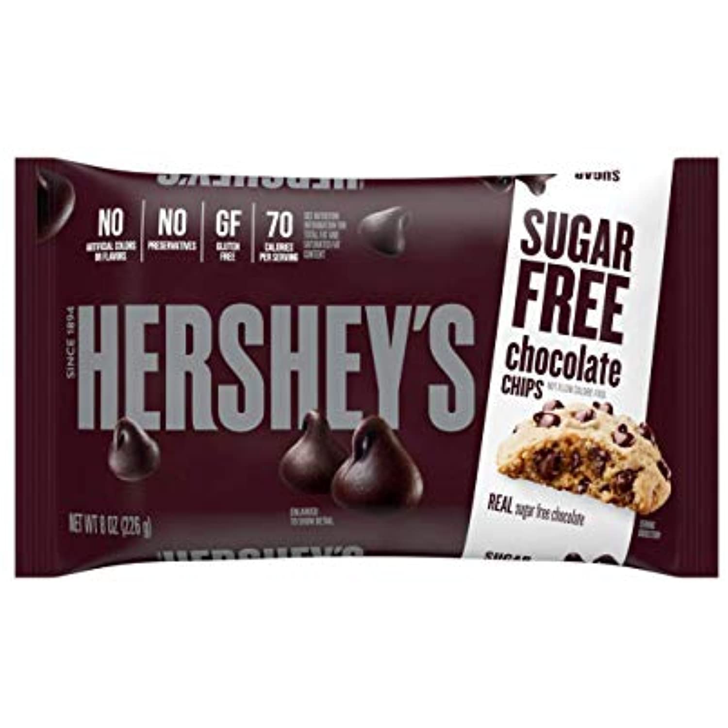 Hersheys Sugar Free Chocolate Baking Chips, Bulk And Gluten Free, 8 Oz