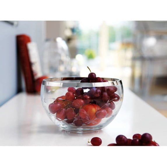 HERSTAL 7028478024 CLEAR MIRA LARGE BOWL SILVER EDGE FACETED