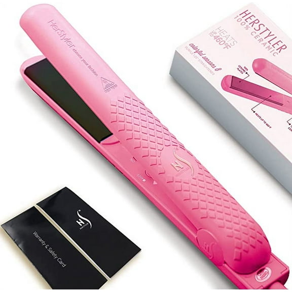 Herstyler Colorful Seasons Ceramic Flat Iron, Dual Voltage, 1.25 Inch Pink