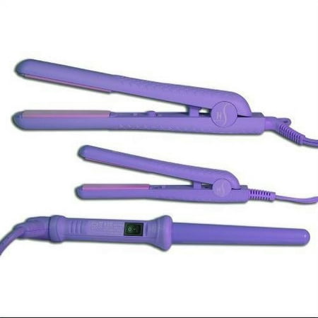 Herstyler Complete Colorful Kit (Hair Straightener, Mini Flat Iron, Grande Baby Curl), Purple