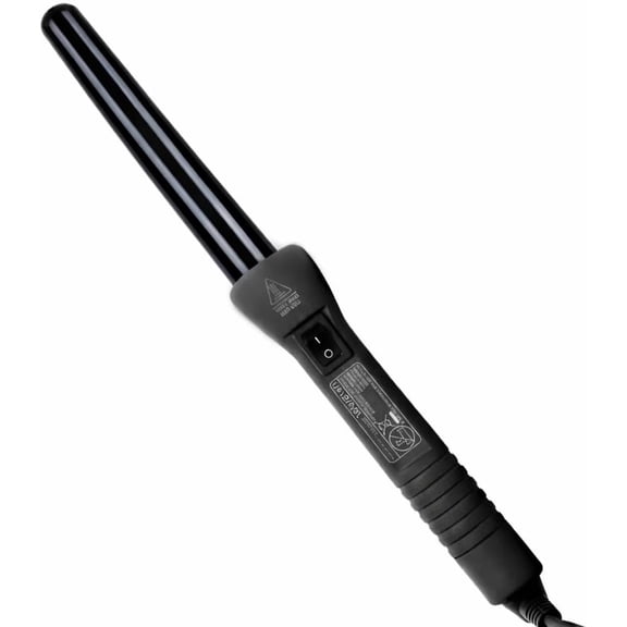 Herstyler Grande Curls Black Tourmaline Curling Iron with Clipless Tapered Ceramic Barrel, 3/4 1 Inch
