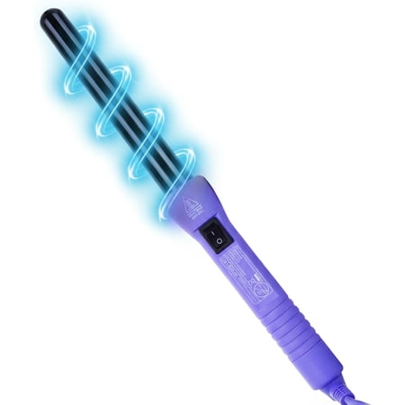 Herstyler Grande Curls Purple Tourmaline Curling Iron, Tapered Ceramic Curling Wand, Dual Voltage, 3/4 – 1 Inch