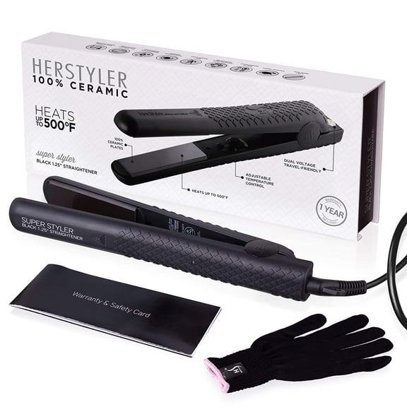 Herstyler Super Styler 1.25" Ceramic Flat iron Hair Straightener Flat Iron