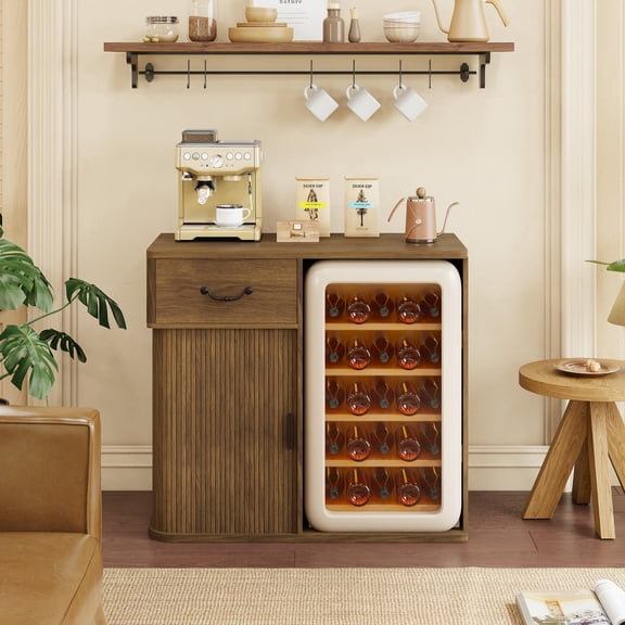 Hersunpl Cabinet with Mini Fridge Space, Mini Fridge Cabinet Stand,Liquor Wine Cabinet for Dorm, Kitchen or Office, 39.4" W X 18.9" D Tabletop