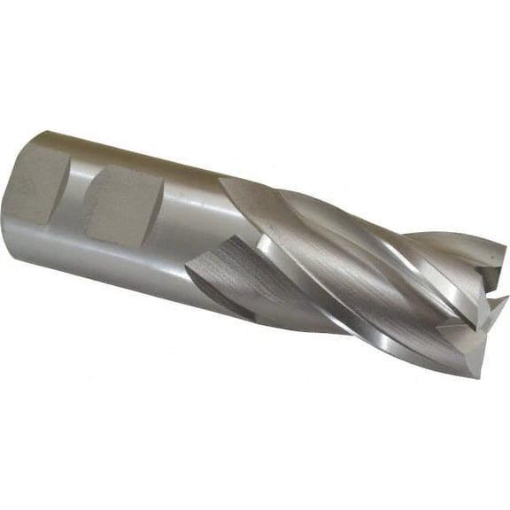 Hertel 1-1/4", 2" LOC, 1-1/4" Shank Diam, 4-1/2" OAL, 4 Flute, HSS Square End Mill Single End, Uncoated, Spiral Flute, 30 Helix, Centercutting, Right Hand Cut, Right Hand Flute