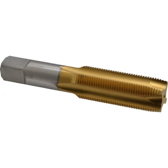 Hertel 1-14 UNS H4 4 Flute TiN Finish HSS Spiral Point Tap Plug Chamfer, Right Hand Thread, 5-1/8" OAL, 3B Class of Fit