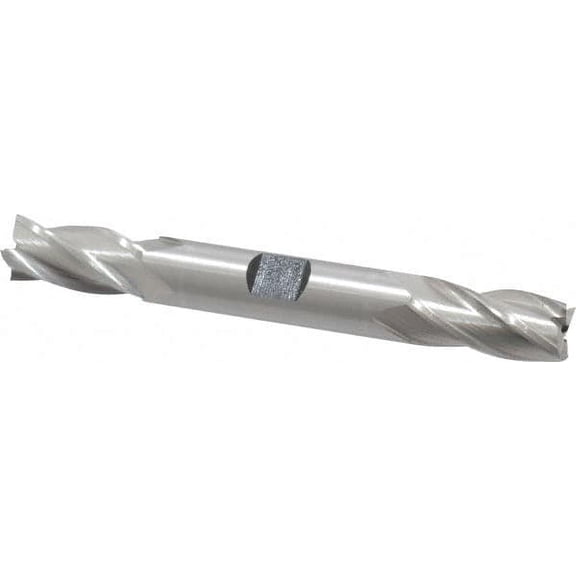 Hertel 1/2", 1" LOC, 1/2" Shank Diam, 4-1/8" OAL, 4 Flute, HSS Square End Mill Double End, Uncoated, Spiral Flute, 30 Helix, Right Hand Cut, Right Hand Flute