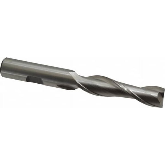 Hertel 1/2", 2" LOC, 1/2" Shank Diam, 4" OAL, 2 Flute, HSS Square End Mill Single End, Uncoated, Spiral Flute, 30 Helix, Centercutting, Right Hand Cut, Right Hand Flute