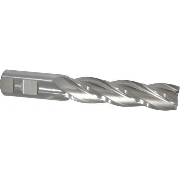 Hertel 1", 4" LOC, 1" Shank Diam, 6-1/2" OAL, 4 Flute, HSS Square End Mill Single End, Uncoated, Spiral Flute, 30 Helix, Right Hand Cut, Right Hand Flute