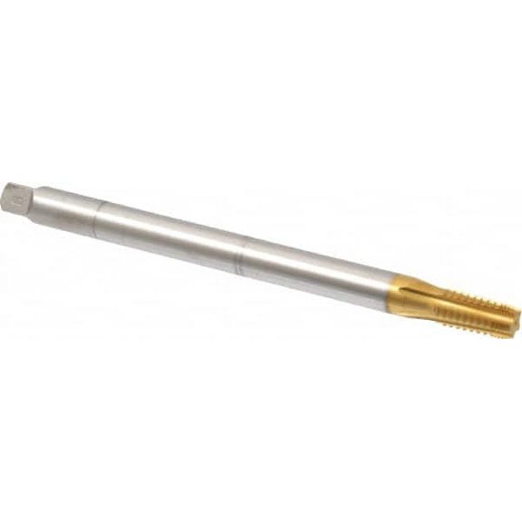 Hertel 1/8-27 NPTF 5 Flute HSS Extension Pipe Tap TiN Finish, Interrupted Profile, 6" OAL, 7/16" Shank Diam