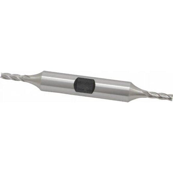 Hertel 1/8", 3/8" LOC, 3/8" Shank Diam, 3-1/16" OAL, 4 Flute, HSS Square End Mill Double End, Uncoated, Spiral Flute, 30 Helix, Centercutting, Right Hand Cut, Right Hand Flute