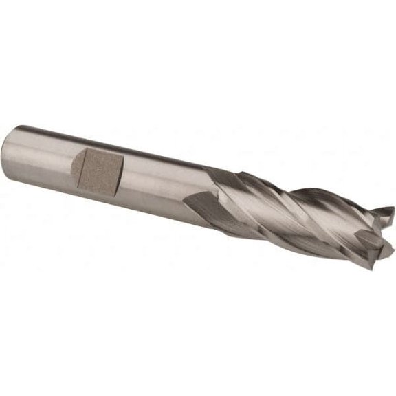 Hertel 13/32", 1" LOC, 3/8" Shank Diam, 2-11/16" OAL, 4 Flute, HSS Square End Mill Single End, Uncoated, Spiral Flute, 30 Helix, Centercutting, Right Hand Cut, Right Hand Flute