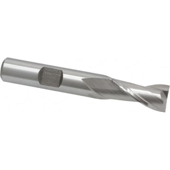 Hertel 13/32", 13/16" LOC, 3/8" Shank Diam, 2-1/2" OAL, 2 Flute, HSS Square End Mill Single End, Uncoated, Spiral Flute, 30 Helix, Centercutting, Right Hand Cut, Right Hand Flute