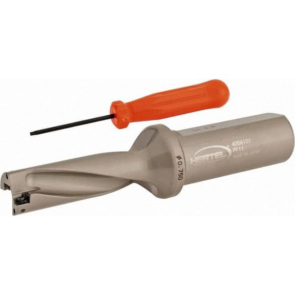 Hertel 2-1/4" Max Drill Depth, 3xD, 3/4" Diam, Indexable Insert Drill Drill Style HID, Takes 2 Inserts, 1" Shank Diam, Straight Shank