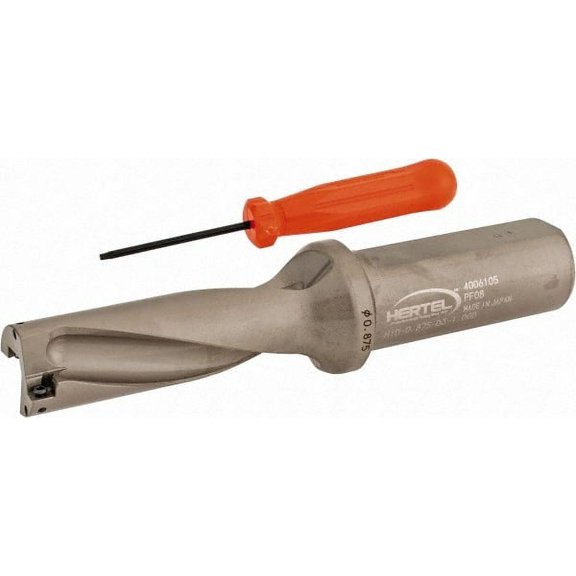 Hertel 2-5/8" Max Drill Depth, 3xD, 7/8" Diam, Indexable Insert Drill Drill Style HID, Takes 2 Inserts, 1" Shank Diam, Straight Shank